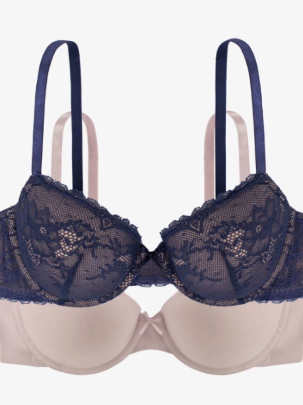 Dorina Women's Chloe Light Padded 2 Piece Bra Set -34D- Navy Blue, Beige